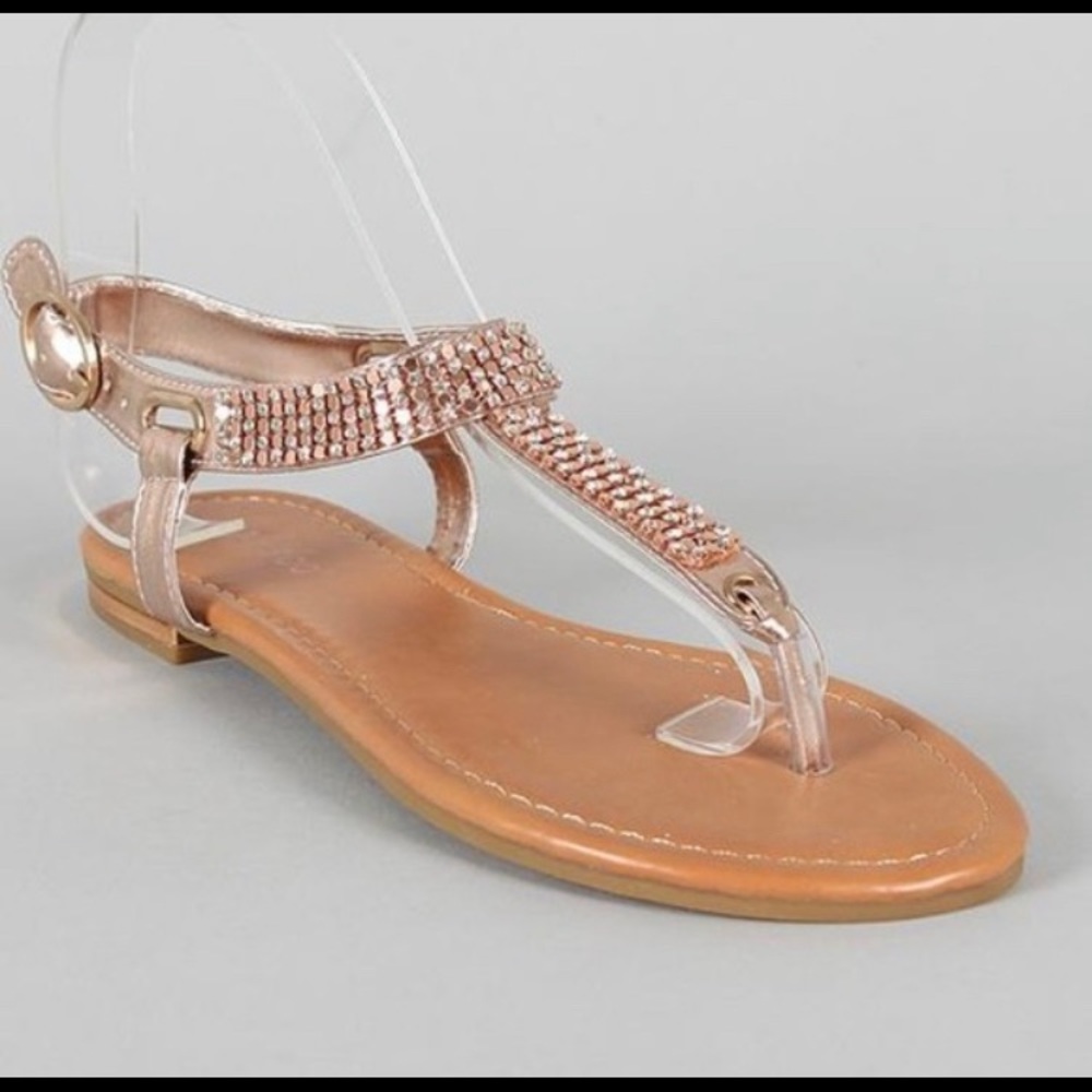 Rose Gold Flats with Rhinestones